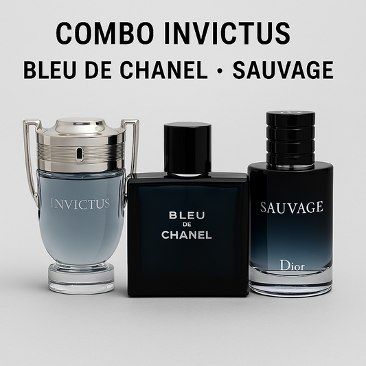 Combo de Perfumes de Lujo: Invictus, Bleu de Chanel y Sauvage